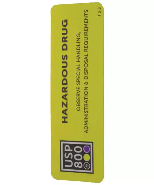 USP 800 bright yellow Hazardous Drug Label 1x3 | Maxpert Medical