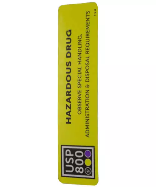 USP 800 bright yellow Hazardous Drug Label 1x4 | Maxpert Medical