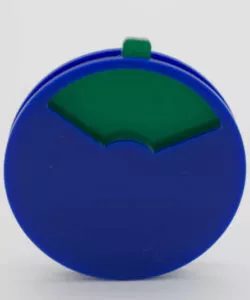 Close up of blue plastic indicator dial with indicator on green | Maxpert Medical