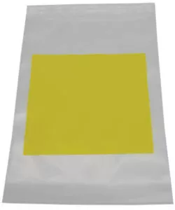 White hazardous drug disposal 6 by 9 zip bag with blank bright yellow label | Maxpert Medical